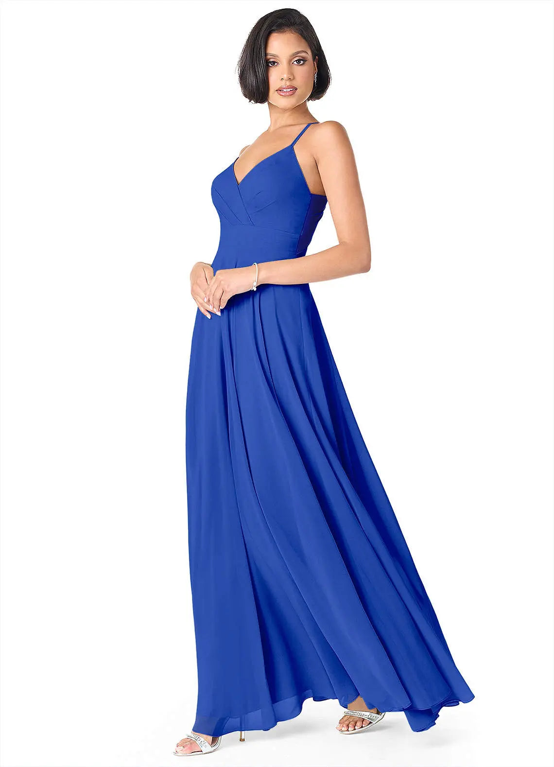 Avelina A-Line V-Neck Chiffon Bridesmaid Dress in Royal Blue