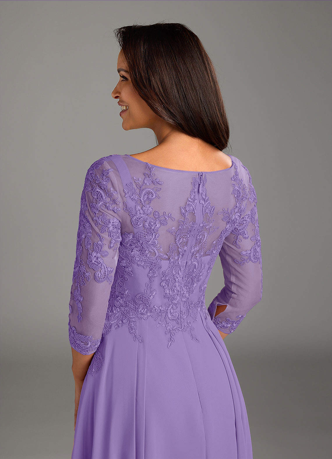 Marge A-Line Scoop-Neck Chiffon and Lace Mother of the Bride Dress in Tahiti