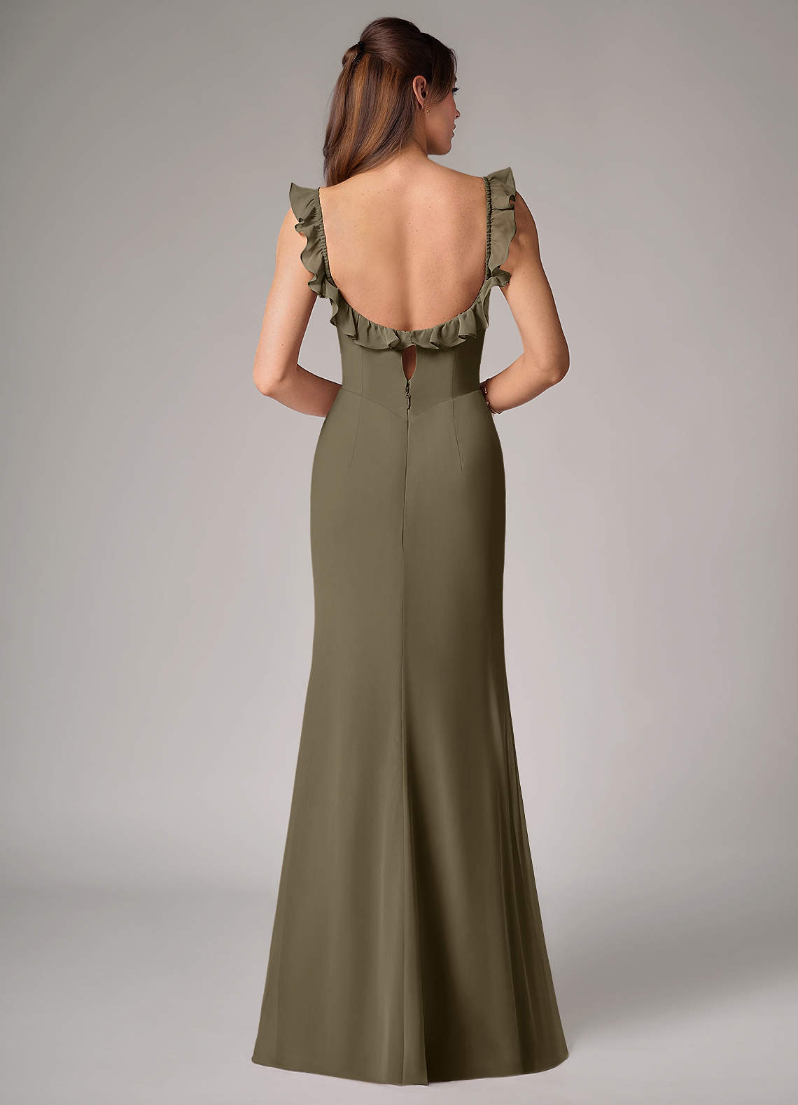 Callie Mermaid Scoop-Neck Chiffon Bridesmaid Dress in Willow Green