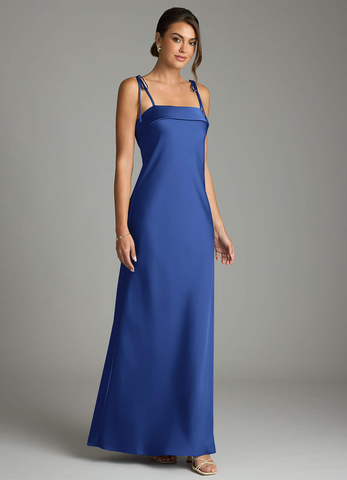 Ellia Sheath Straight-Neck Stretch Satin Bridesmaid Dress in Royal Blue