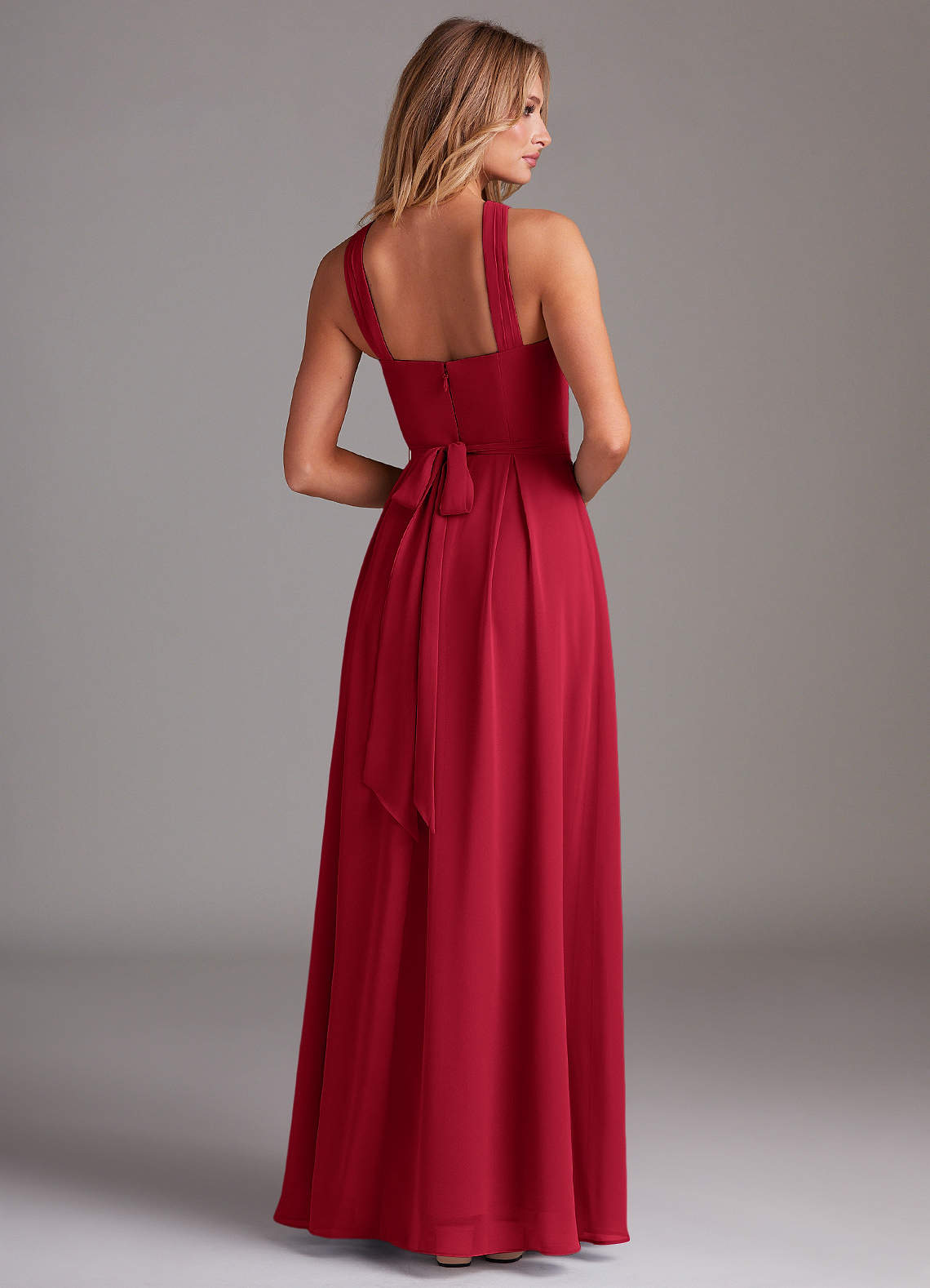 Dixie A-Line Halter Chiffon Bridesmaid Dress in Scarlet