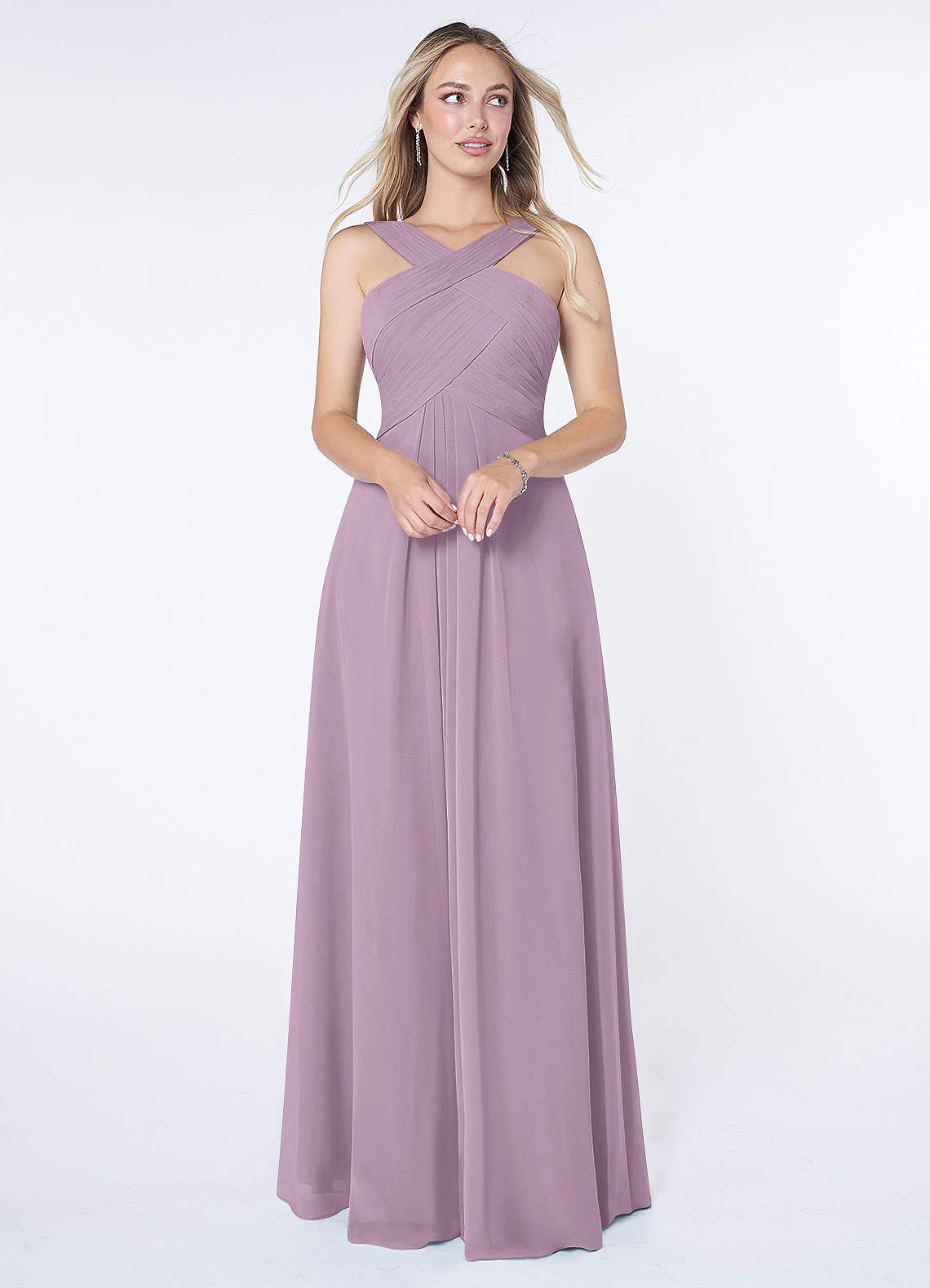 Kaleigh A-Line Halter Chiffon Bridesmaid Dress in Wisteria