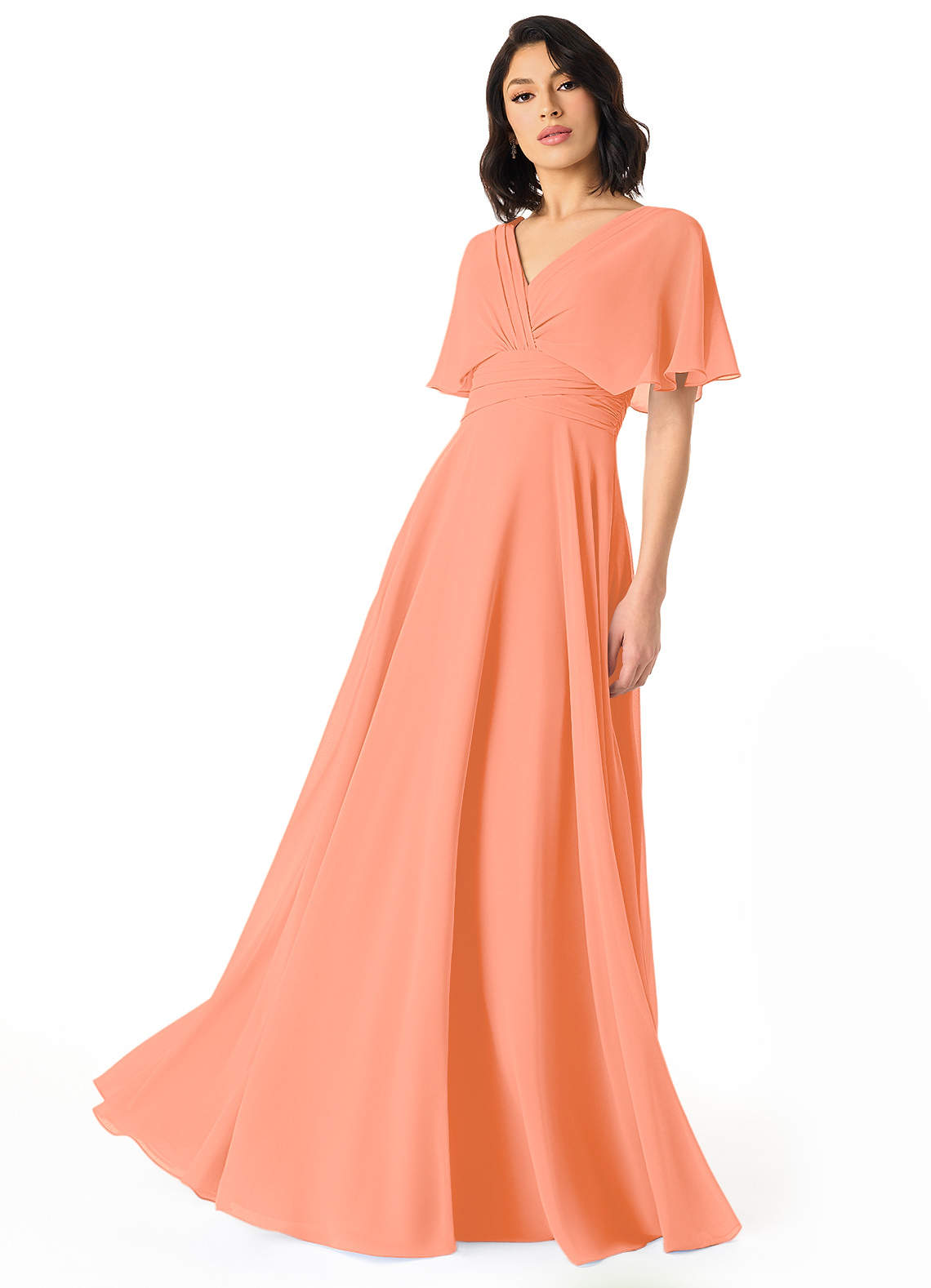 Pamela A-Line V-Neck Chiffon Bridesmaid Dress in Sunset