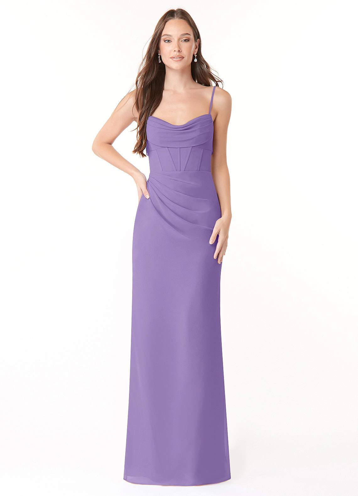 Mai Sheath Cowl-Neck Chiffon Bridesmaid Dress in Tahiti