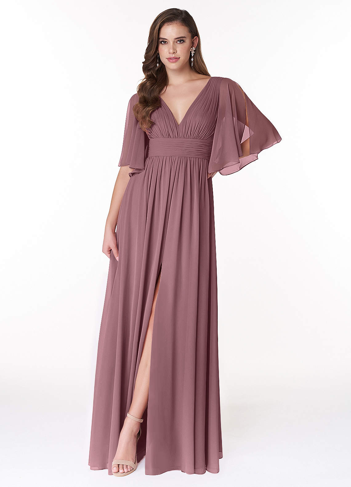 Temeka A-Line V-Neck Chiffon Bridesmaid Dress in Amethyst