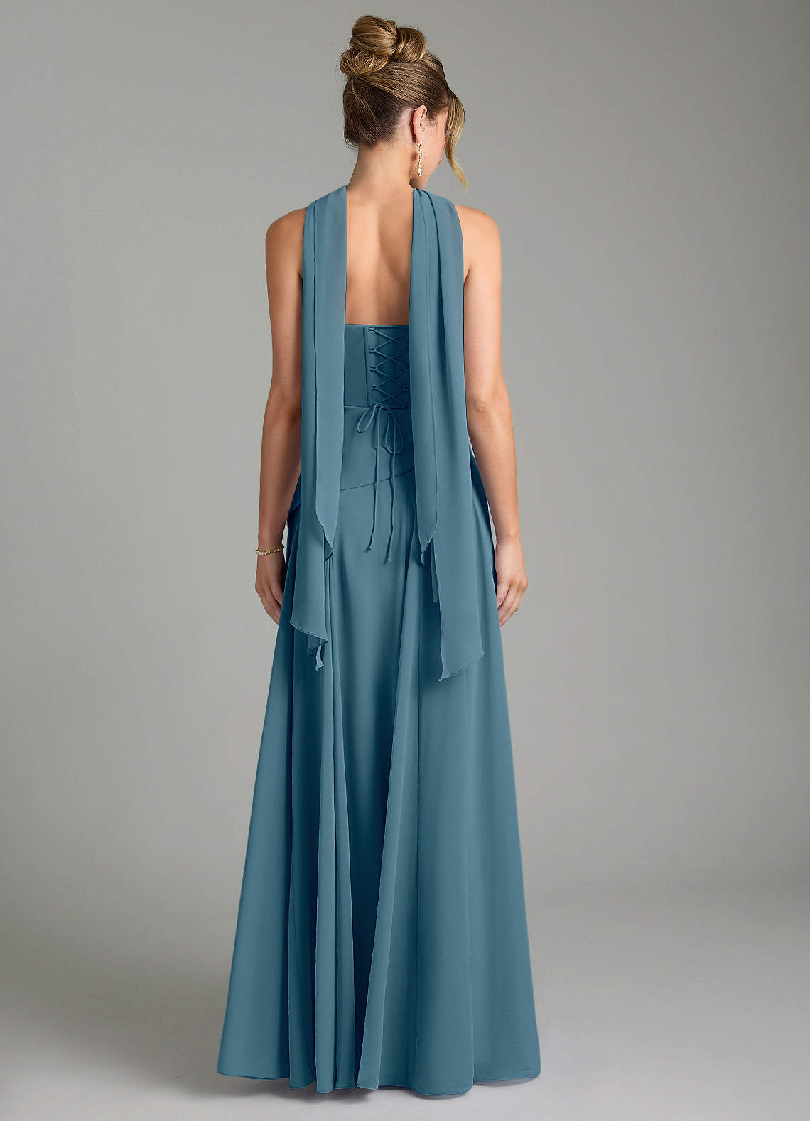 Gabriela A-Line Cowl-Neck Chiffon Bridesmaid Dress in Bermuda