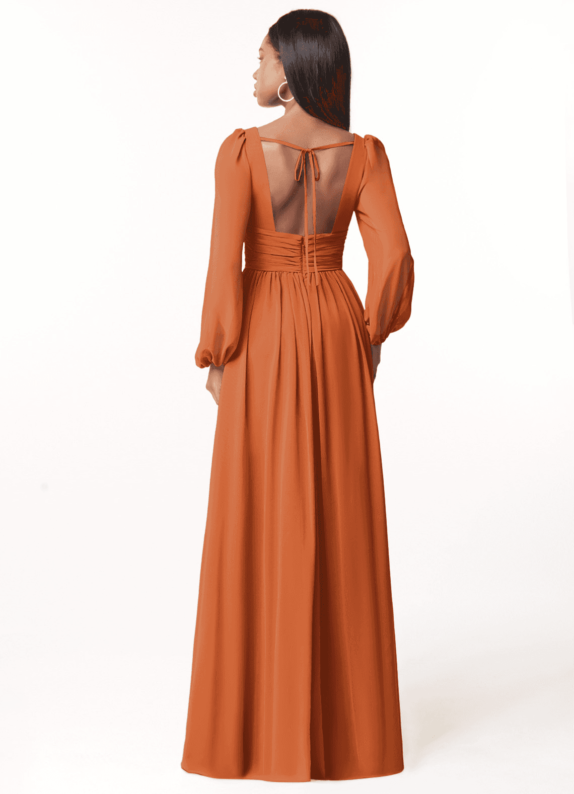 Norah A-Line V-Neck Chiffon Bridesmaid Dress in Cinnamon
