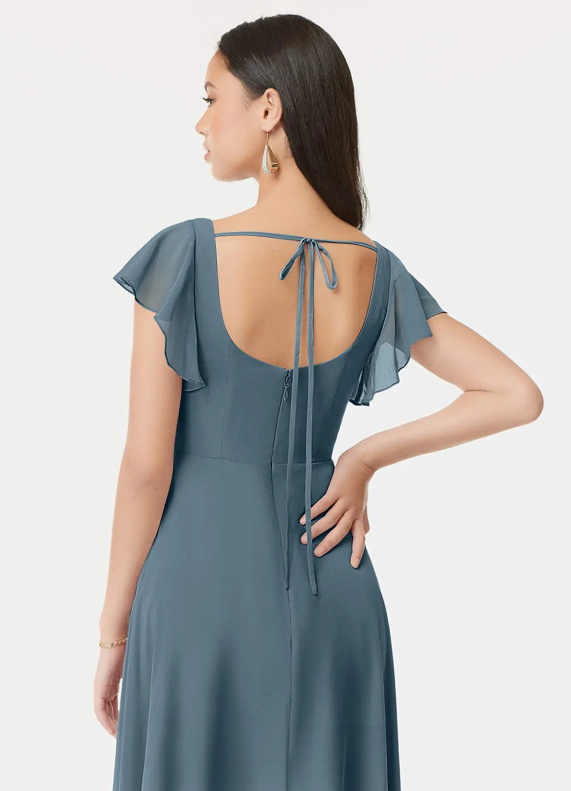 Bondi A-Line Square-Neck Chiffon Bridesmaid Dress in Twilight