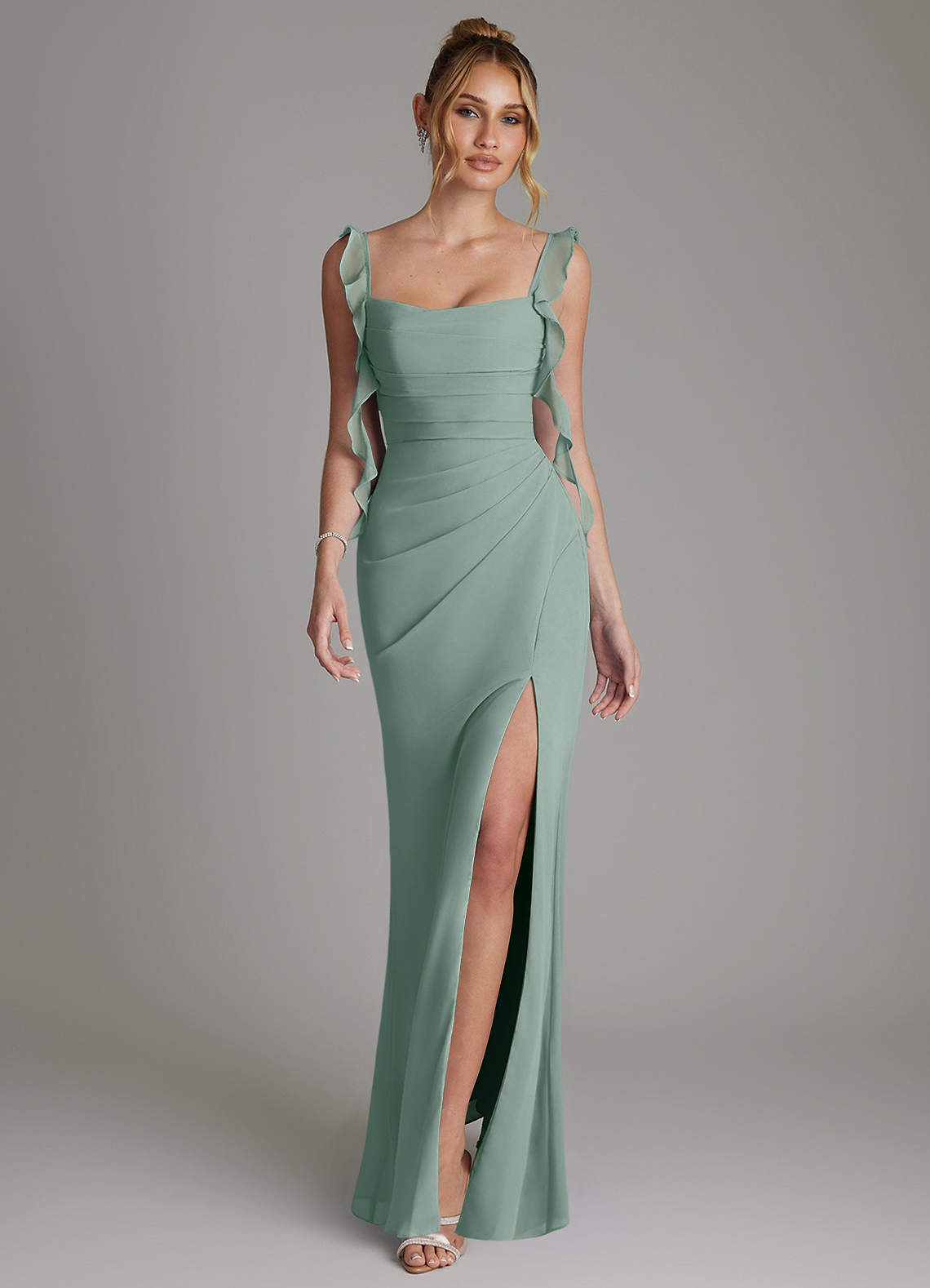 Jessamine Mermaid Sweetheart Chiffon Bridesmaid Dress in Silver Sage