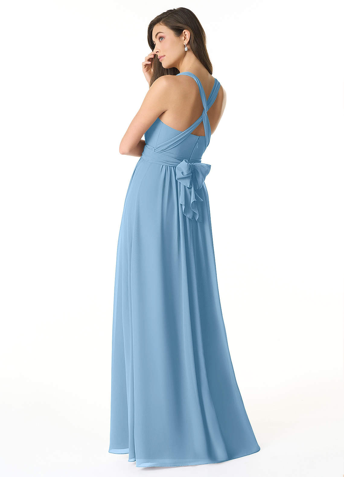 Olani A-Line V-Neck Chiffon Bridesmaid Dress in Steel Blue