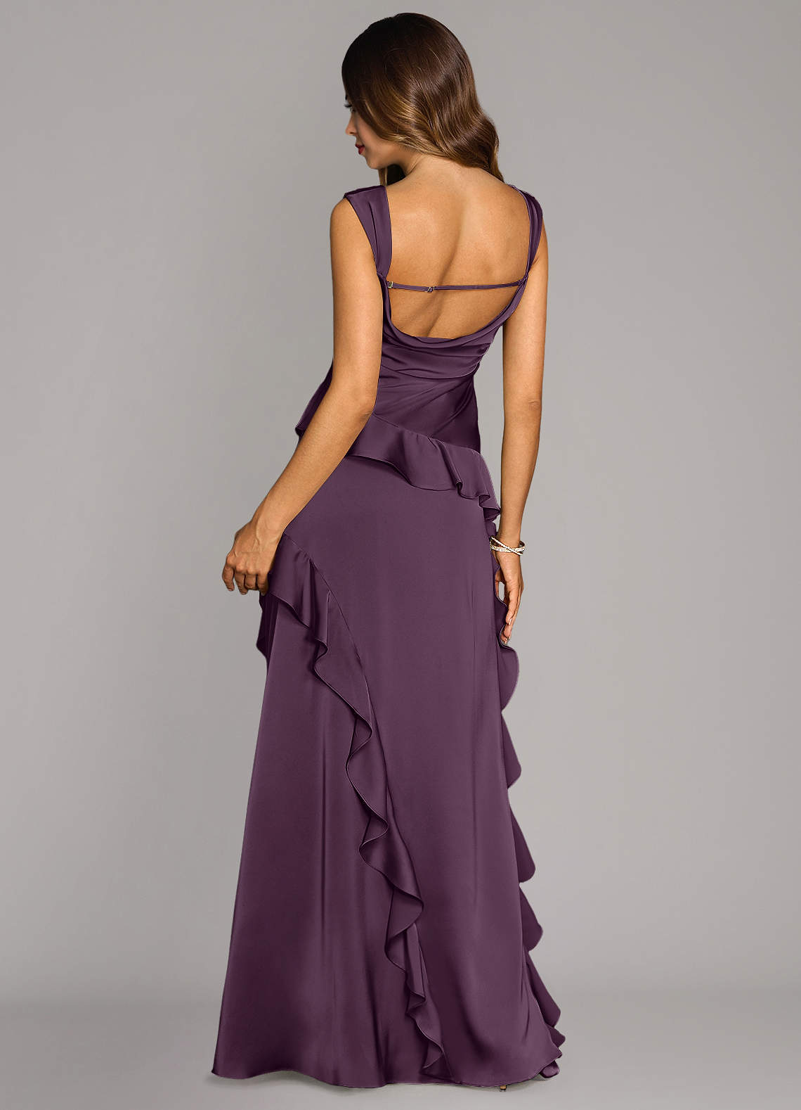 Sloane A-Line Sweetheart Stretch Satin Bridesmaid Dress in Plum