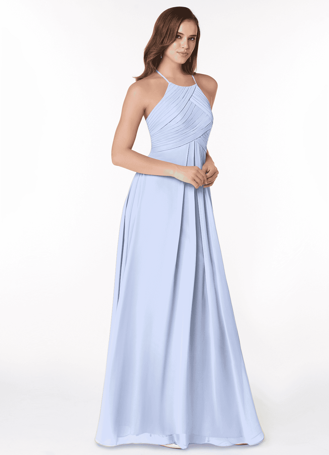 Ginger A-Line Halter Chiffon Bridesmaid Dress in Ice