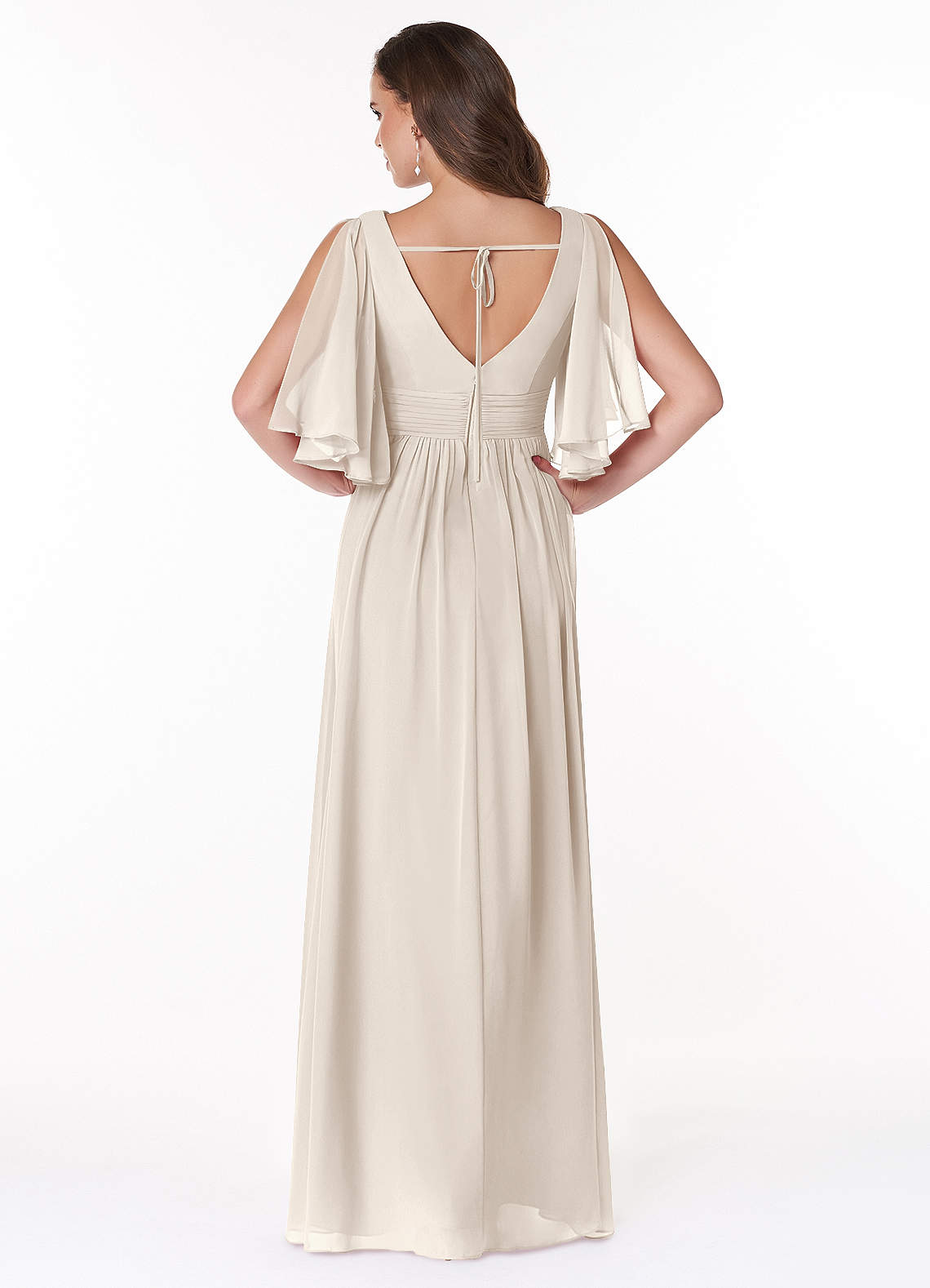 Temeka A-Line V-Neck Chiffon Bridesmaid Dress in White Alabaster