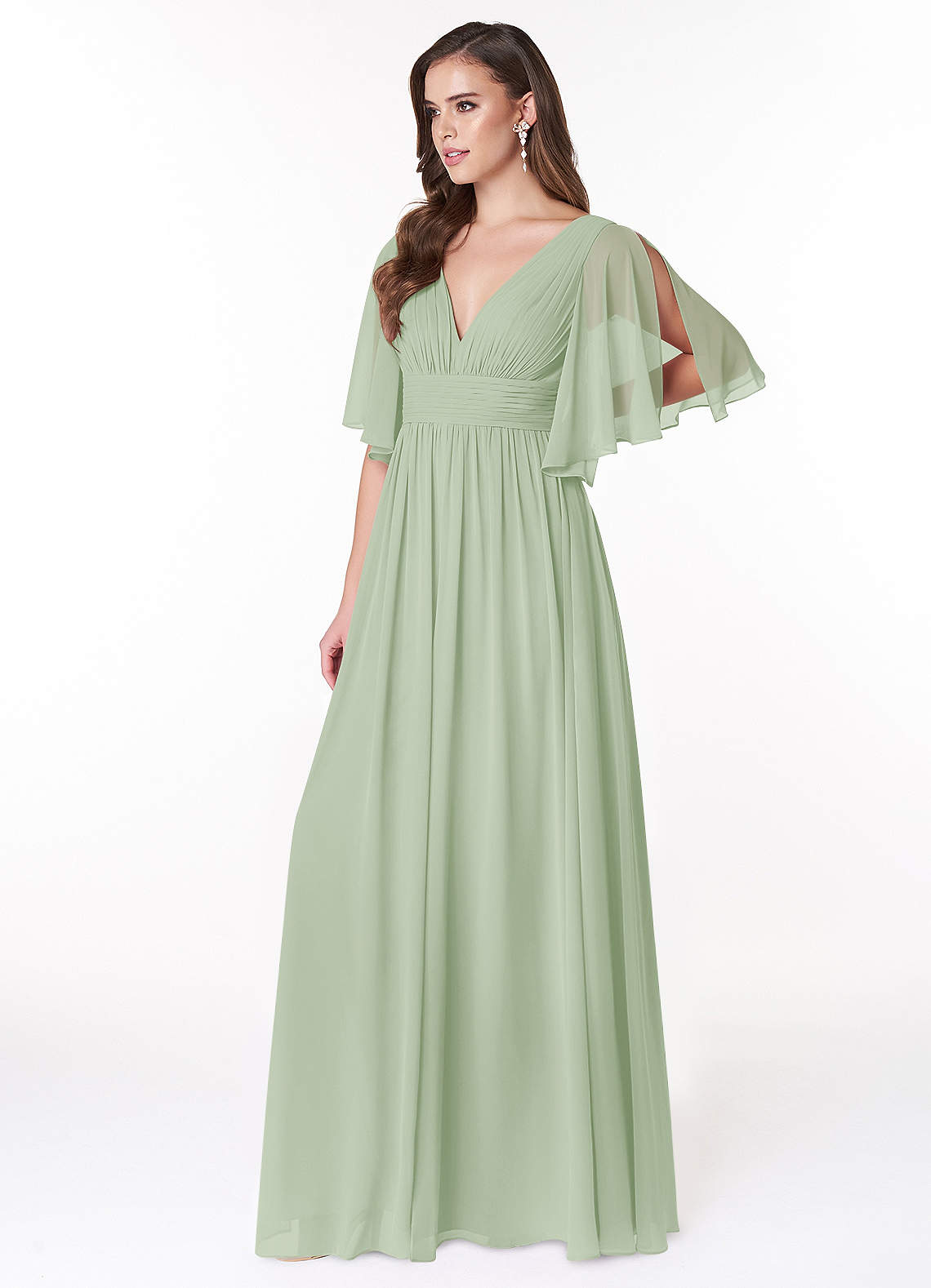 Temeka A-Line V-Neck Chiffon Bridesmaid Dress in Dusty Sage