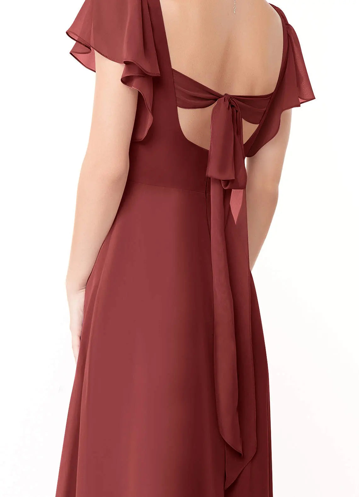Syenna A-Line V-Neck Chiffon Bridesmaid Dress in Terracotta