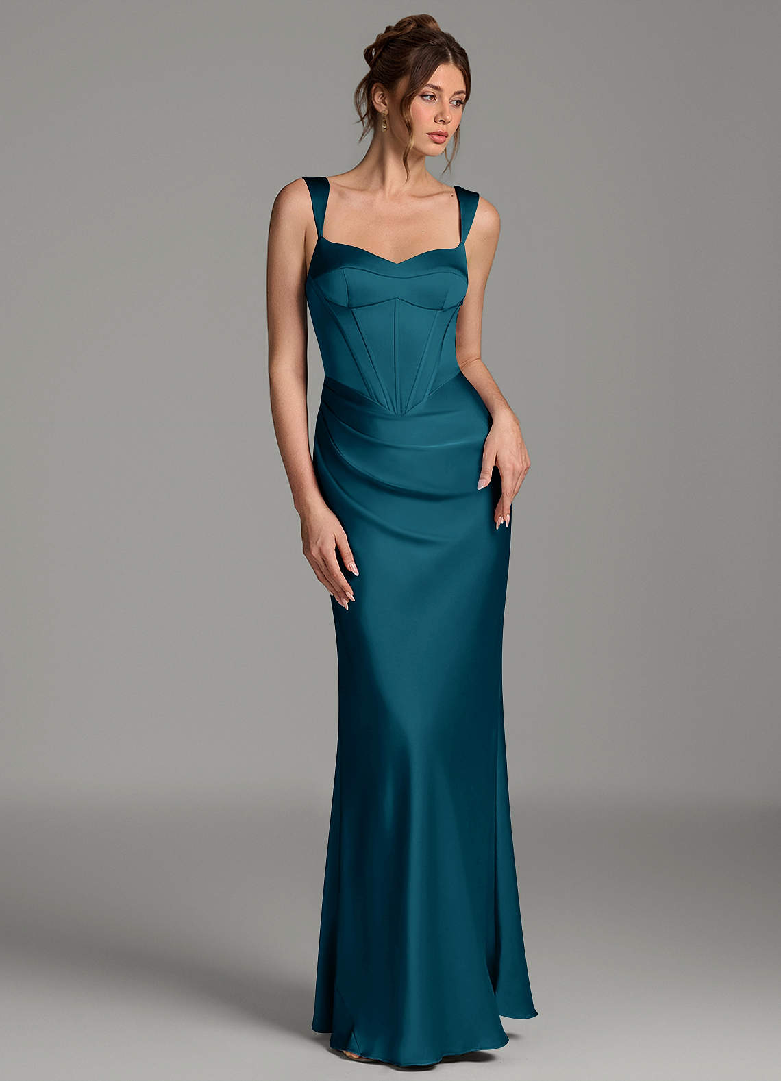 Mela Sheath Sweetheart Stretch Satin Bridesmaid Dress in Ink Blue