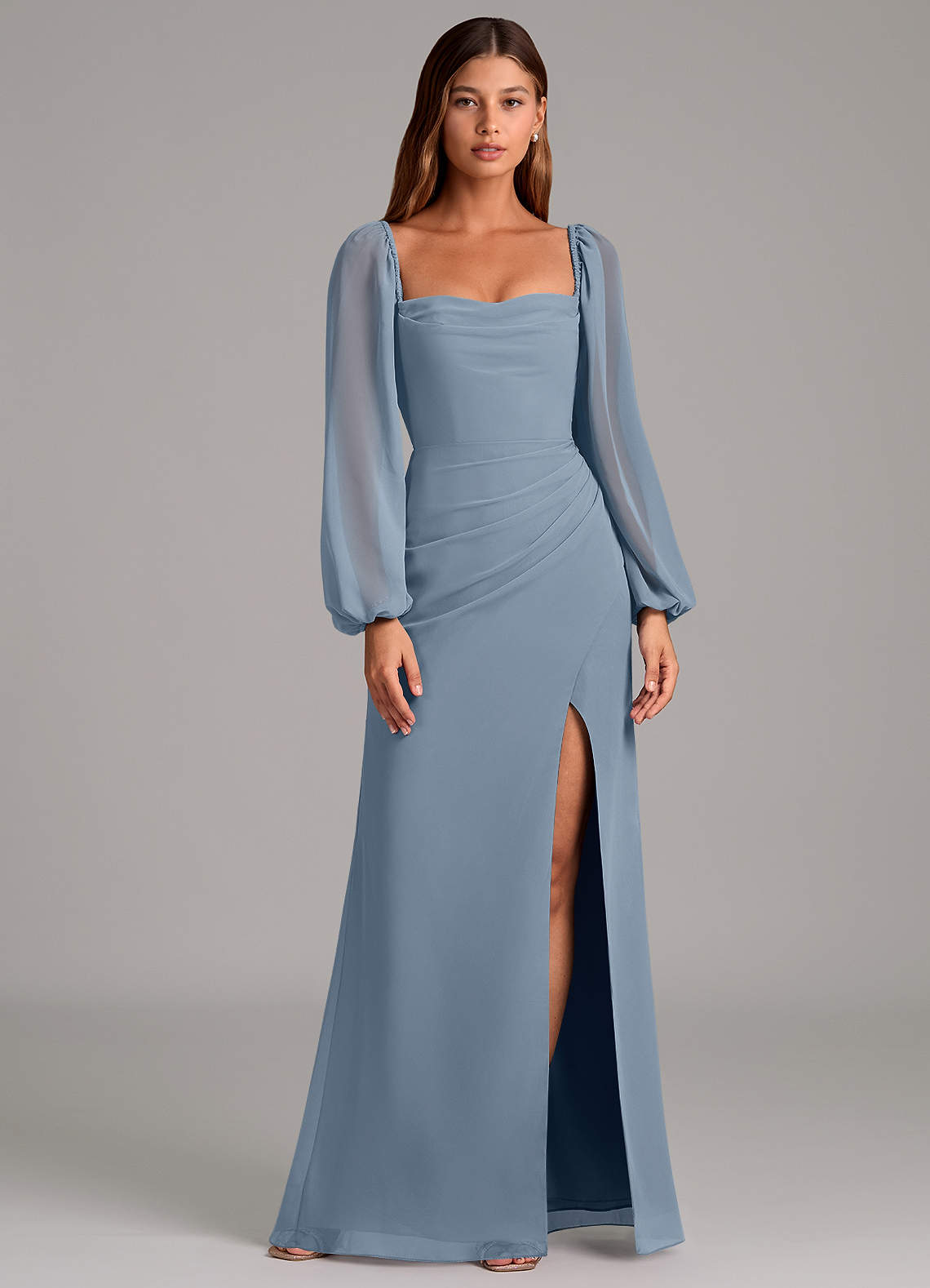 Brixley Mermaid Sweetheart Chiffon Bridesmaid Dress in dusty blue
