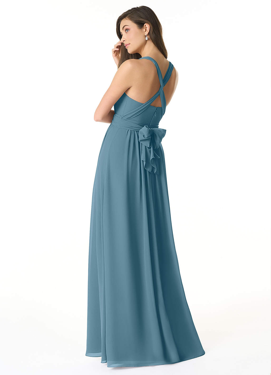 Olani A-Line V-Neck Chiffon Bridesmaid Dress in Bermuda
