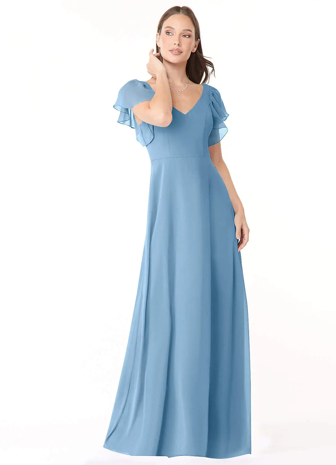 Syenna A-Line V-Neck Chiffon Bridesmaid Dress in dusty blue