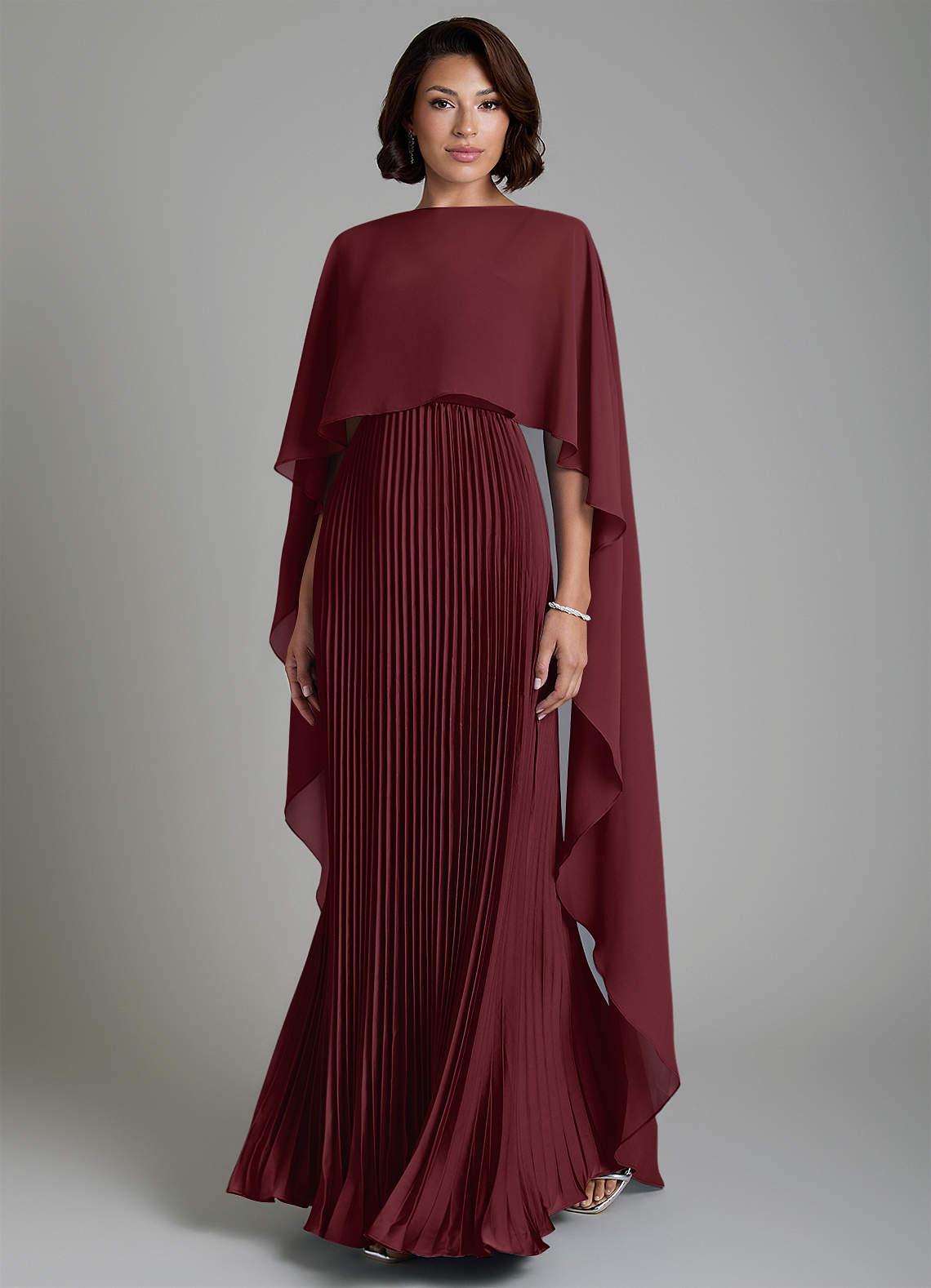 Micah A-Line Sweetheart Stretch Satin and Chiffon Bridesmaid Dress in Cabernet