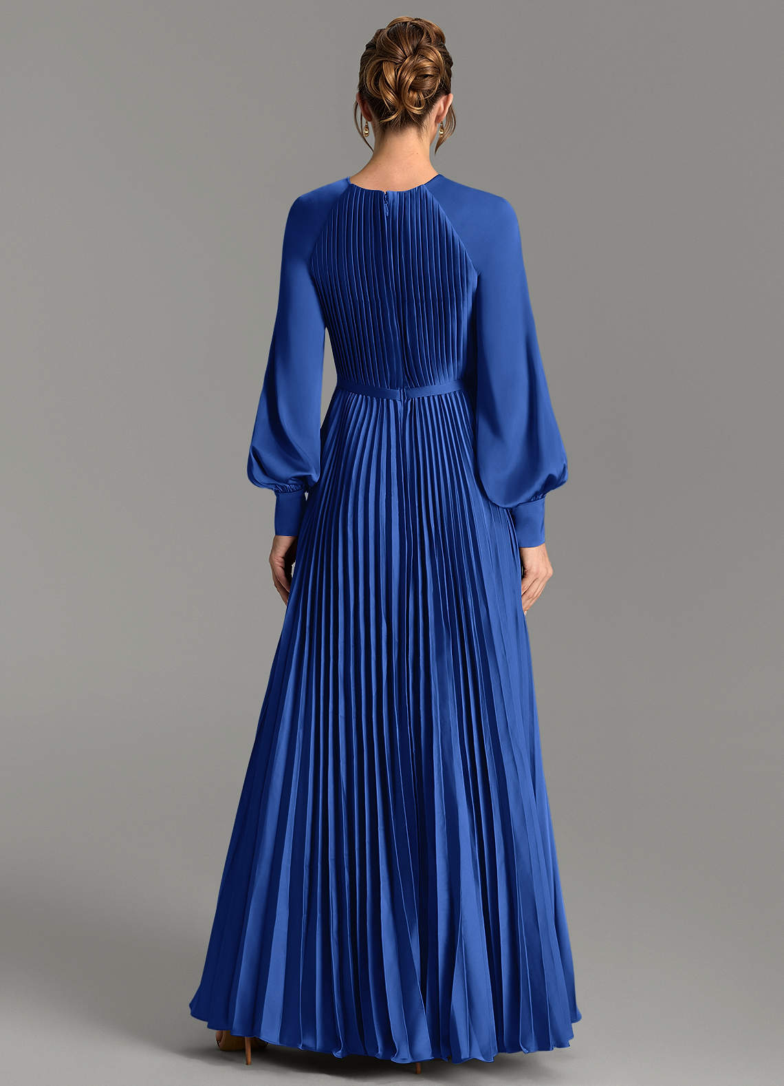 Grayson A-Line Scoop-Neck Stretch Satin Bridesmaid Dress in Royal Blue