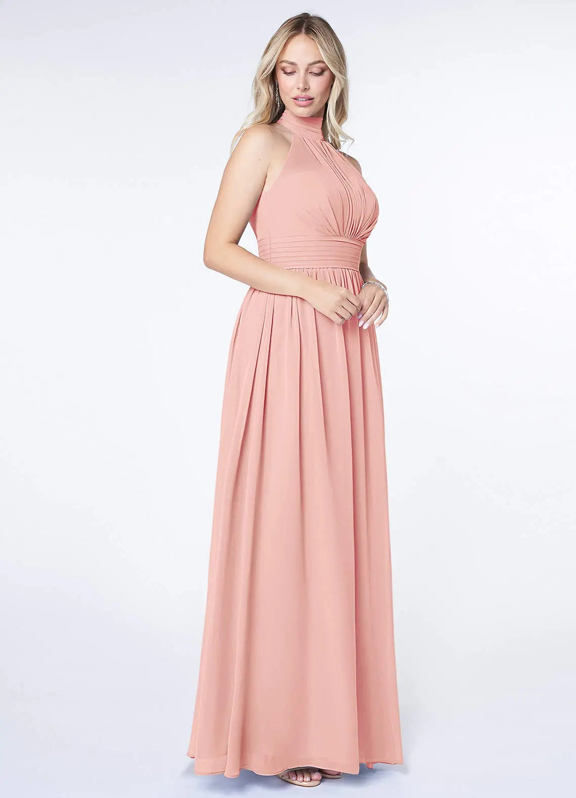 Iman A-Line Halter Chiffon Bridesmaid Dress in Rosette
