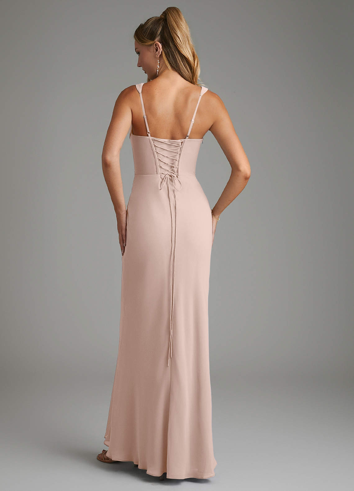 Asa Sheath Square-Neck Chiffon Bridesmaid Dress in English Rose