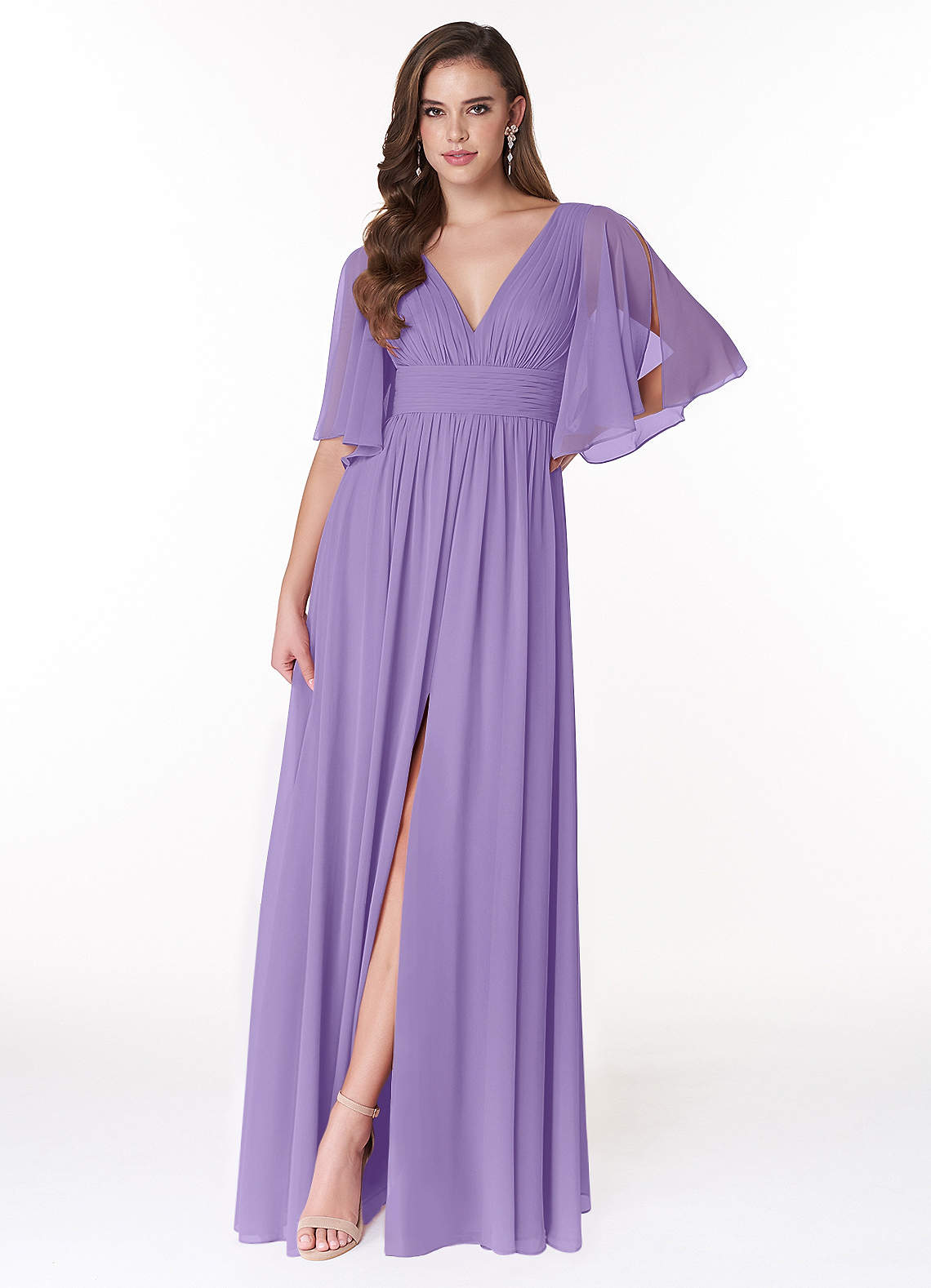 Temeka A-Line V-Neck Chiffon Bridesmaid Dress in Tahiti
