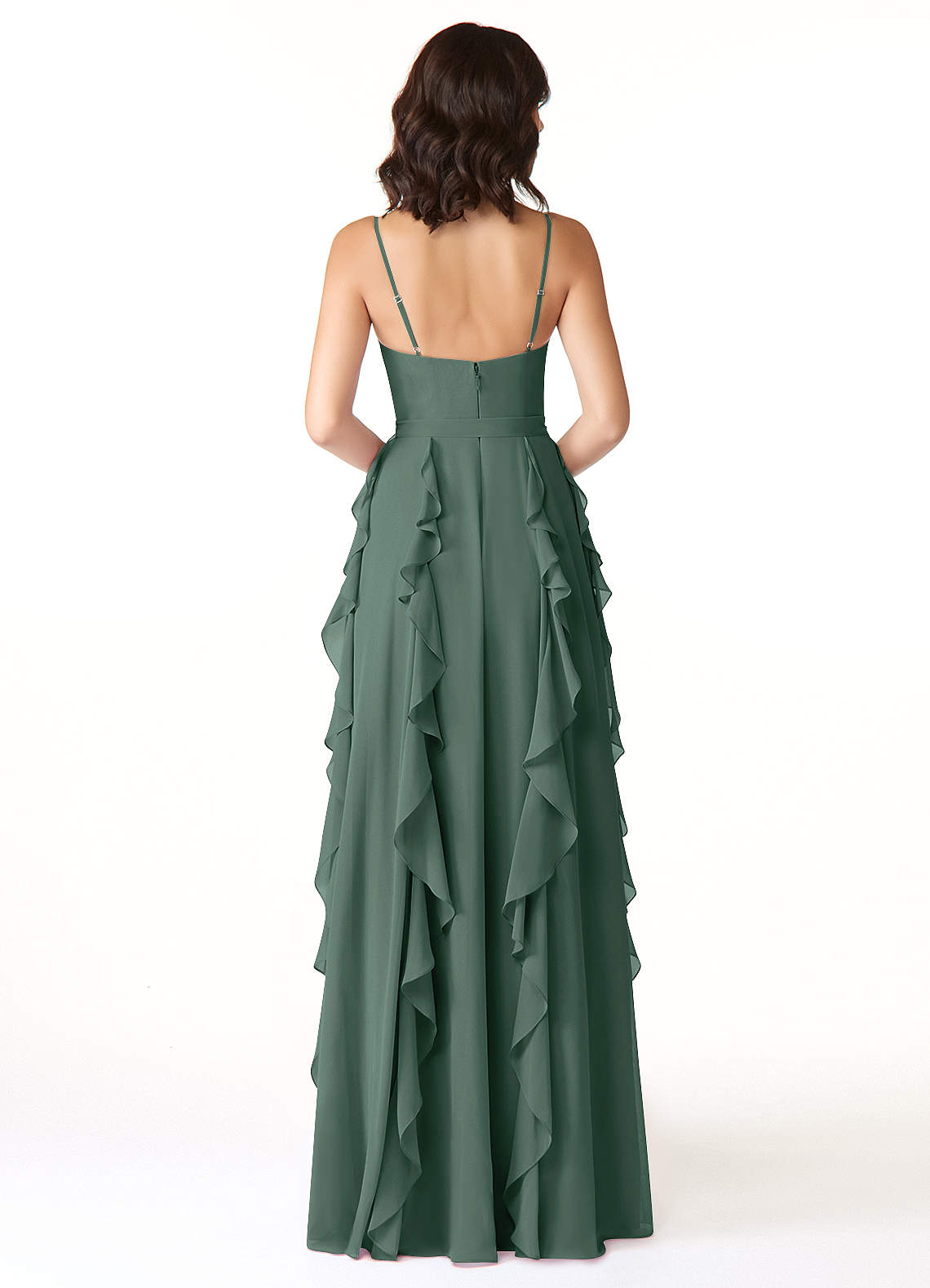 Peyton A-Line V-Neck Chiffon Bridesmaid Dress in Sea Moss