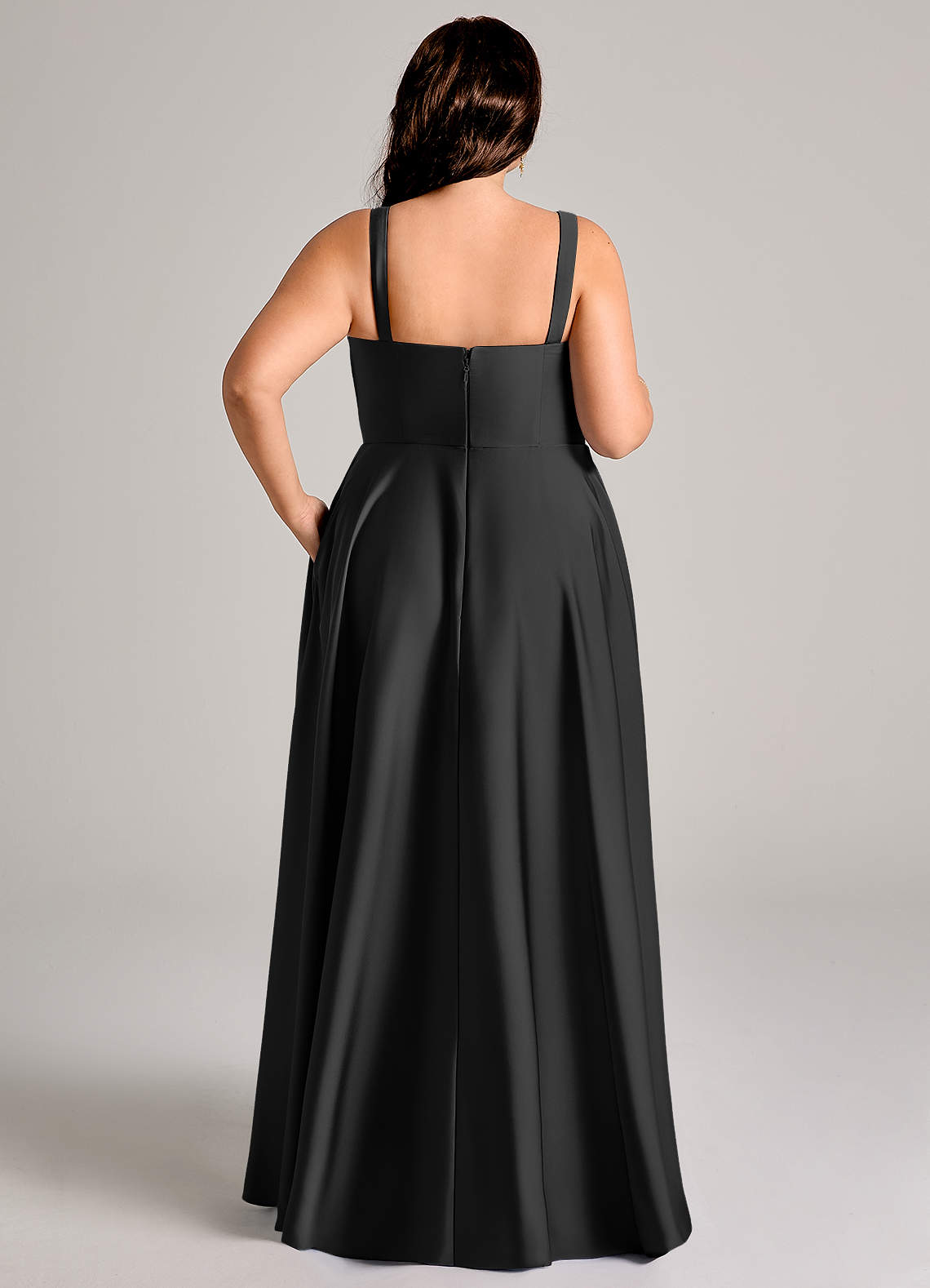 Shaude A-Line Square-Neck Stretch Satin Bridesmaid Dress