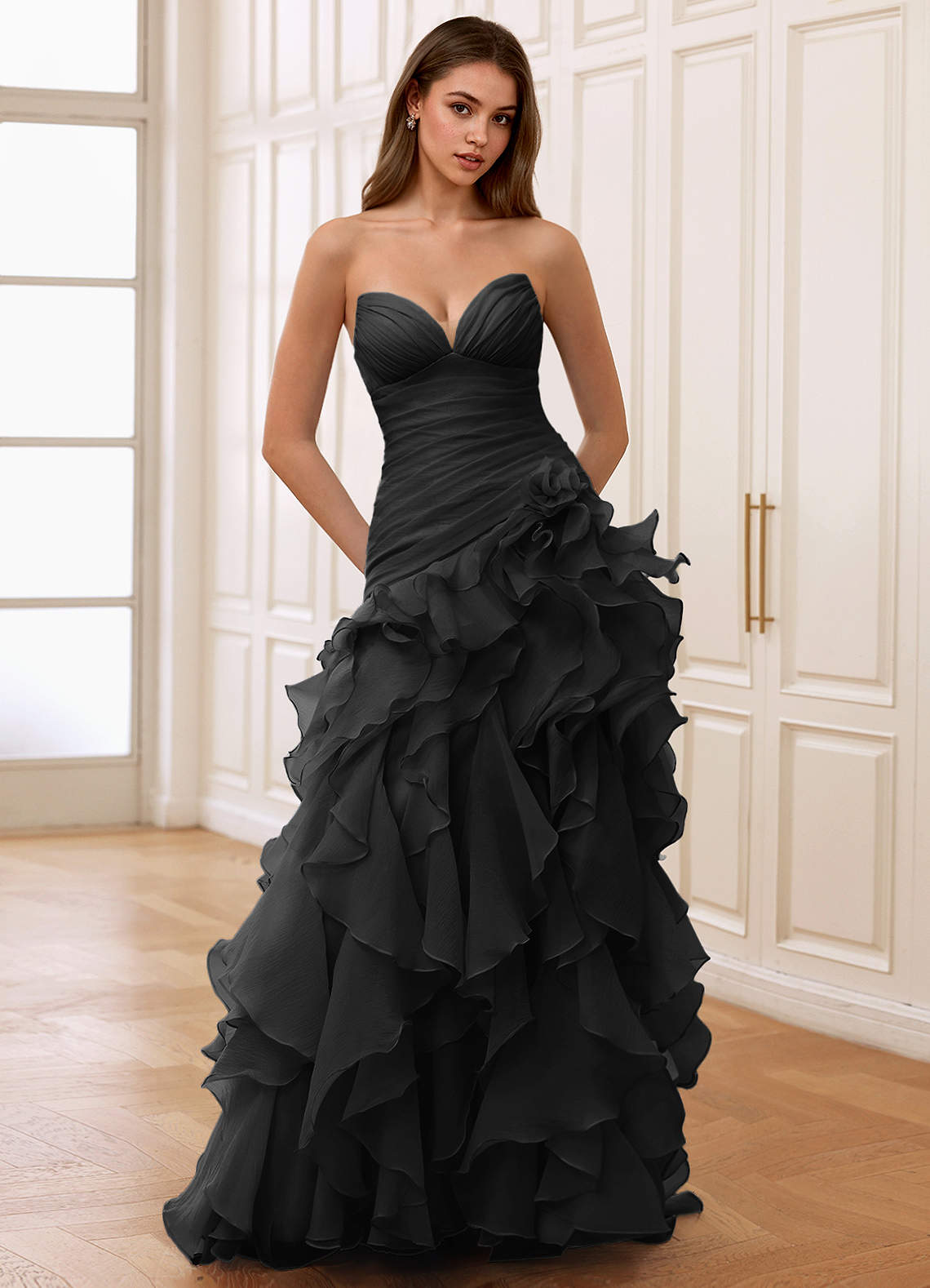 Christabelle Mermaid Sweetheart Chiffon Evening Dress in Sage
