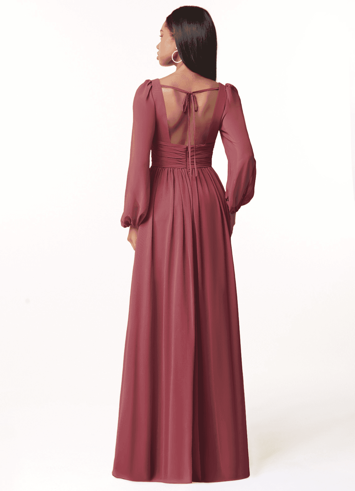 Norah A-Line V-Neck Chiffon Bridesmaid Dress in Merlot