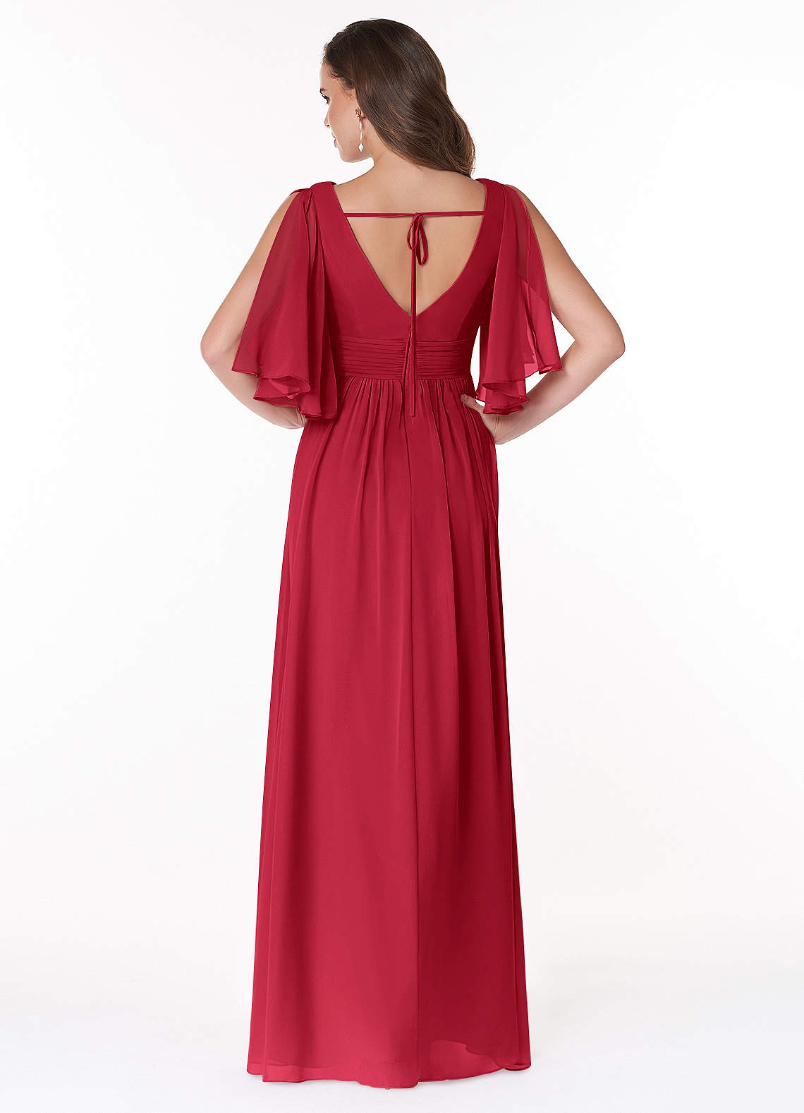 Temeka A-Line V-Neck Chiffon Bridesmaid Dress in Scarlet