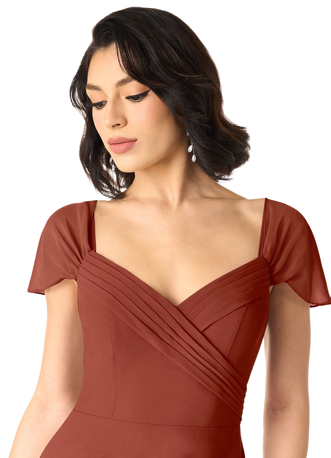 Tancie A-Line Off-the-Shoulder Chiffon Bridesmaid Dress in Auburn