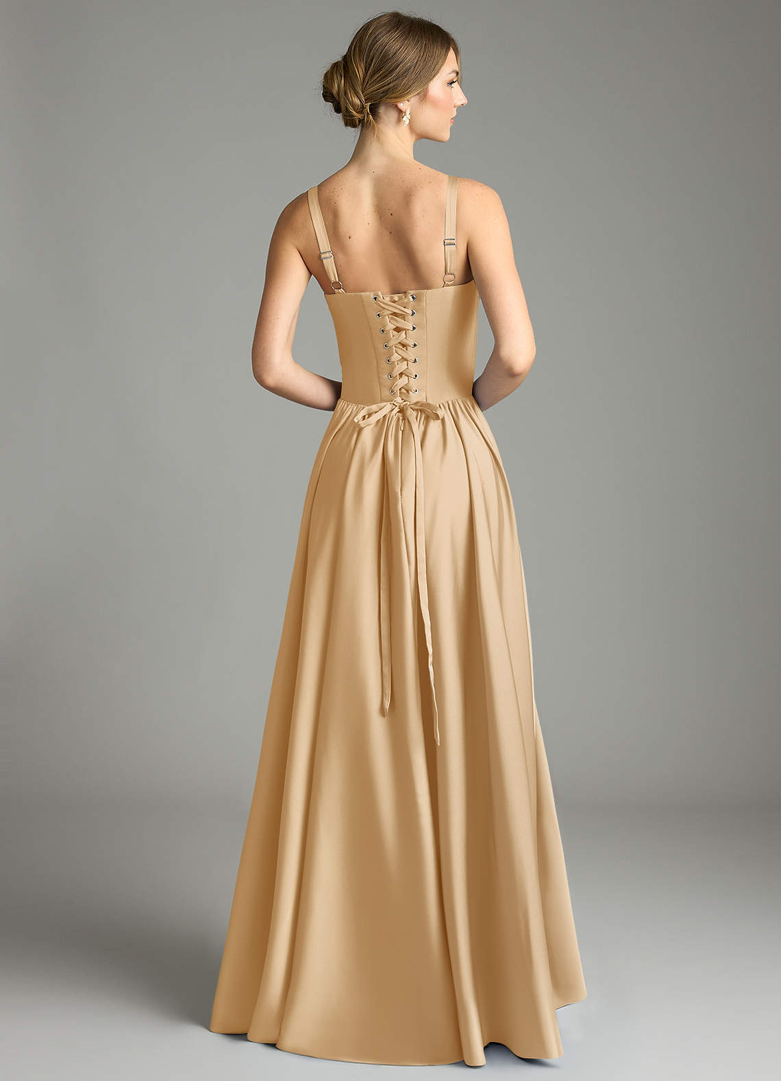 Evadina A-Line Sweetheart Stretch Satin Bridesmaid Dress in Gold