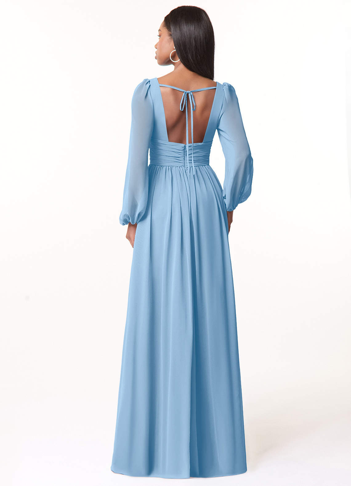 Norah A-Line V-Neck Chiffon Bridesmaid Dress in Powder Blue