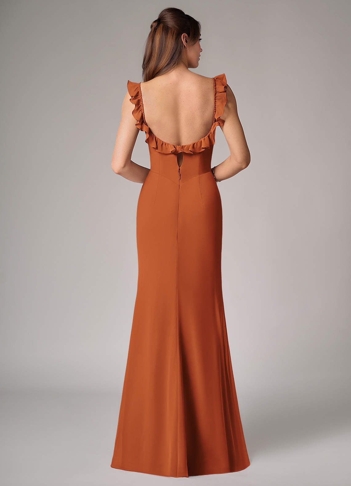 Callie Mermaid Scoop-Neck Chiffon Bridesmaid Dress in Cinnamon