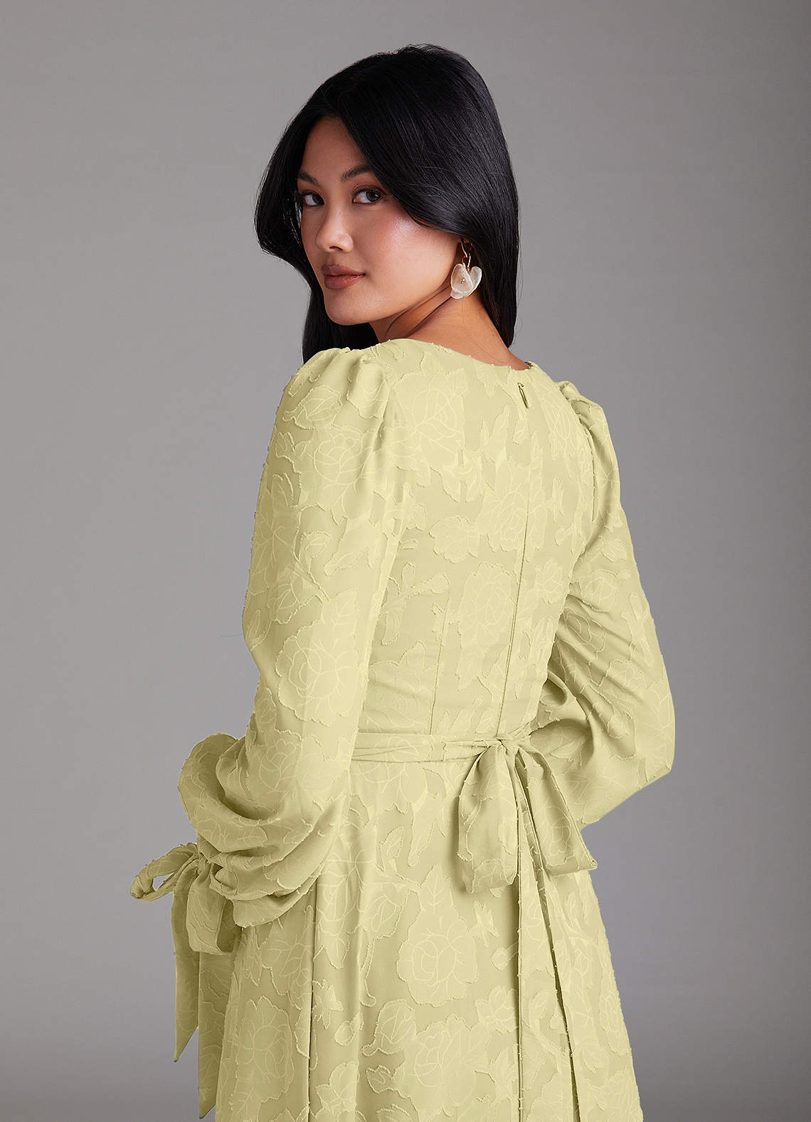 Leonia A-Line Square-Neck Stretch Satin Bridesmaid Dress in Lemon Sorbet