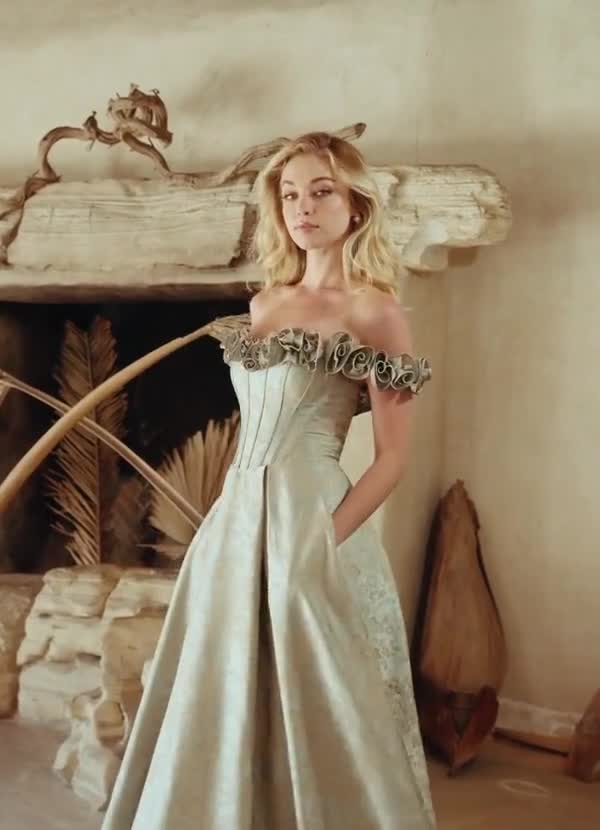 Zora A-Line Off-the-Shoulder Jacquard Taffeta Evening Dress in Vintage Blue