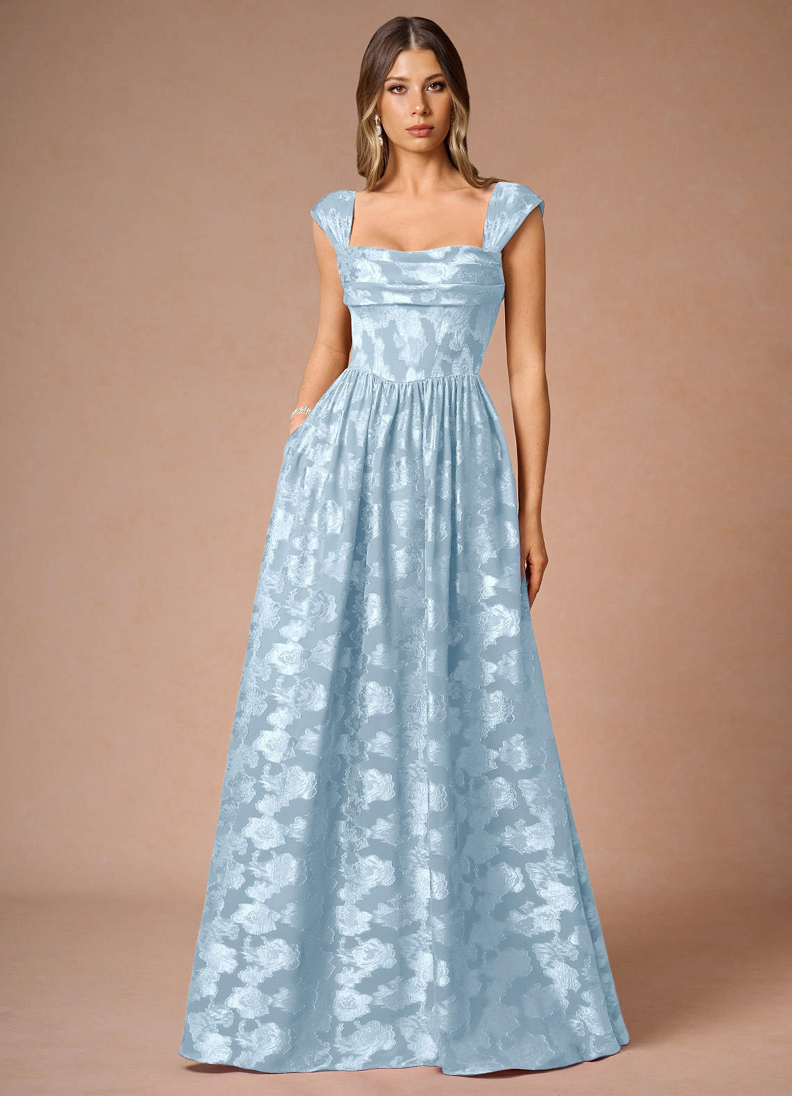 Hazel A-Line Cowl-Neck Fil Coupé Wedding Guest Dress in Lemon Sorbet