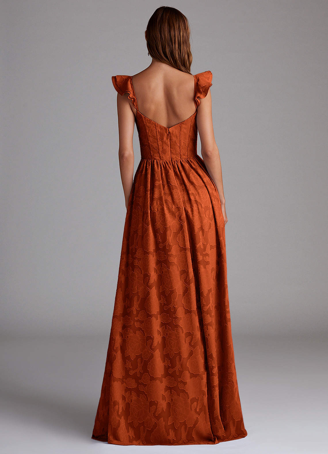 Denisse A-Line Sweetheart Floral Burnout Bridesmaid Dress in Paprika