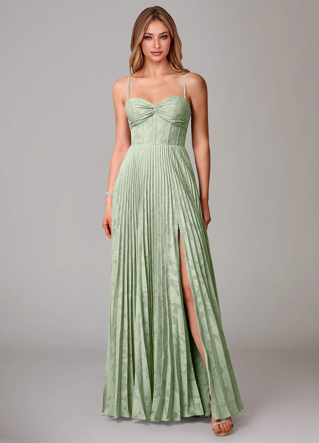 Akiko A-Line Sweetheart Floral Burnout Bridesmaid Dress in Powder Blue