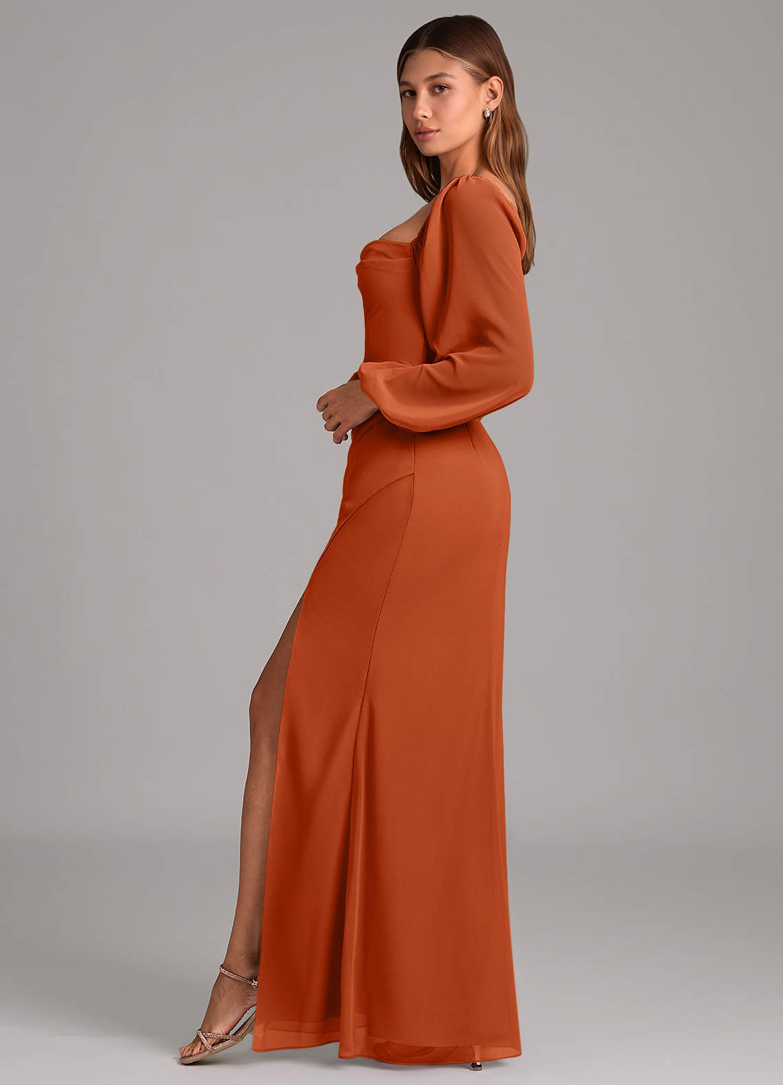 Brixley Mermaid Sweetheart Chiffon Bridesmaid Dress in Burnt Orange