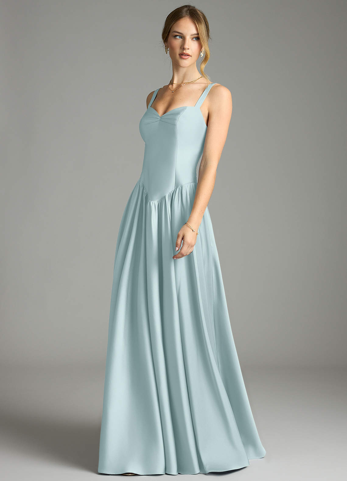 Evadina A-Line Sweetheart Stretch Satin Bridesmaid Dress in Mist
