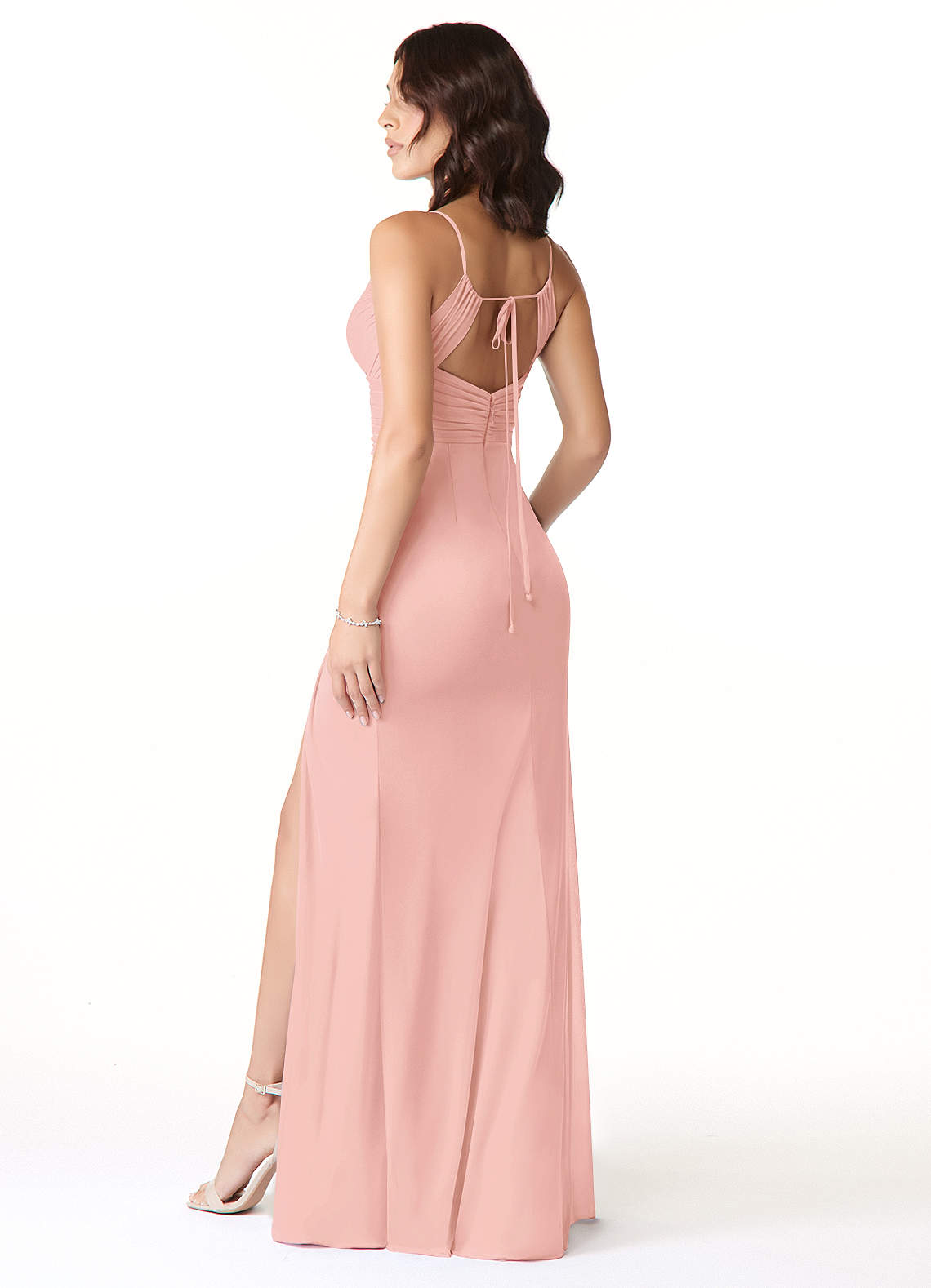 Reneya Mermaid V-Neck Mesh Bridesmaid Dress in Rosette