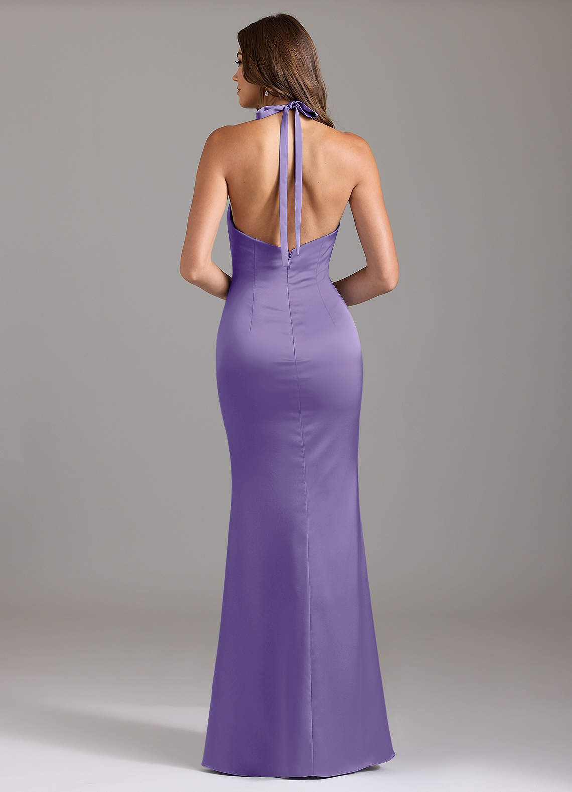 Valerie Mermaid V-Neck Stretch Satin Bridesmaid Dress in Tahiti