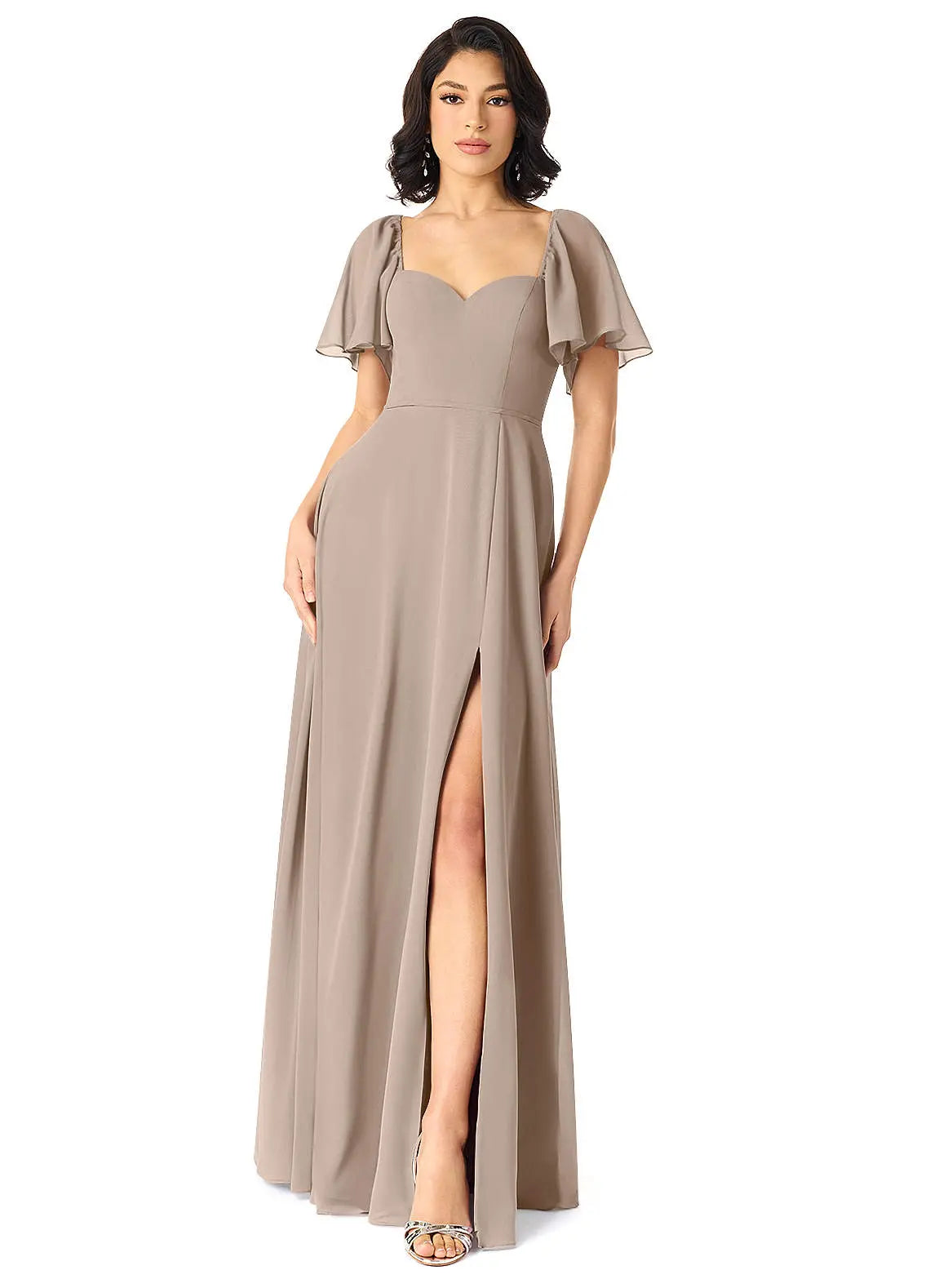 Chloe A-Line Sweetheart Chiffon Bridesmaid Dress in Taupe