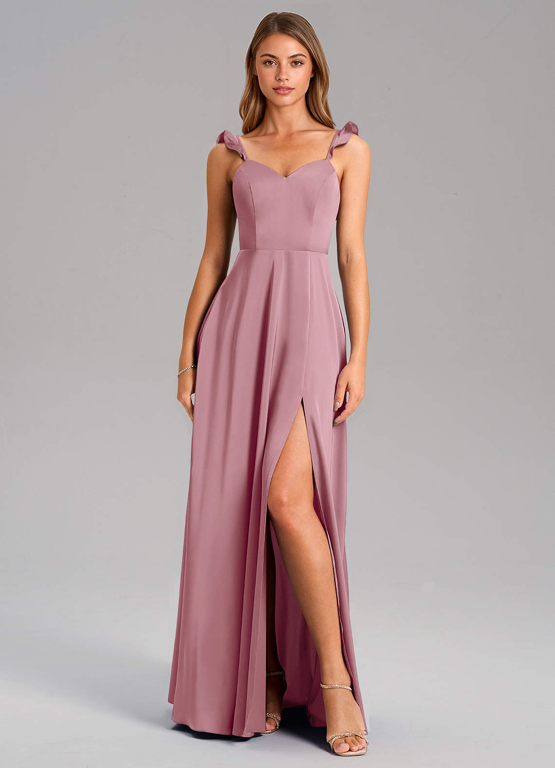 Everett A-Line V-Neck Chiffon Bridesmaid Dress in Vintage Mauve