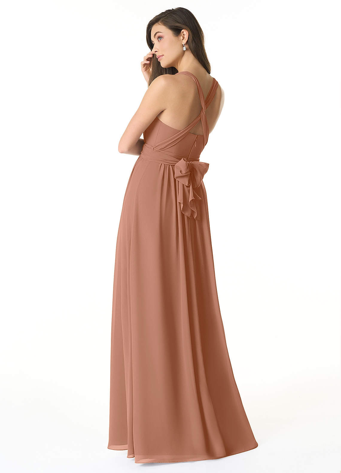 Olani A-Line V-Neck Chiffon Bridesmaid Dress in Bronzer