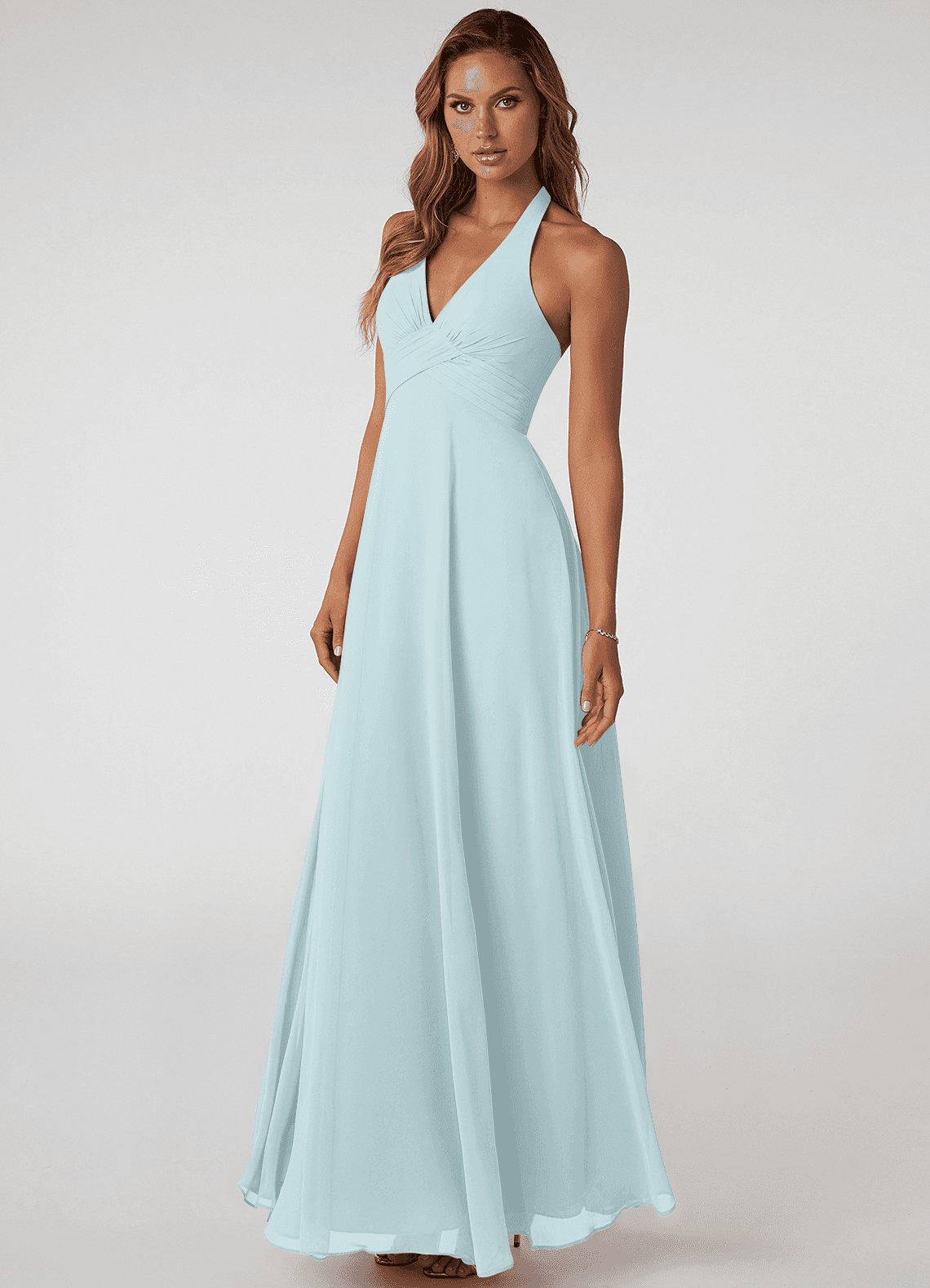 Tessie A-Line V-Neck Chiffon Bridesmaid Dress in Mist